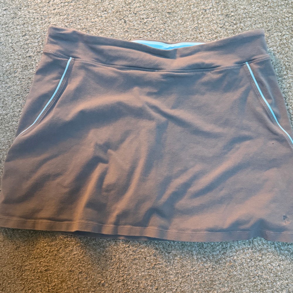 Danskin Stone Activewear skort Taupe/Mint edge movable fabric XL 17" long